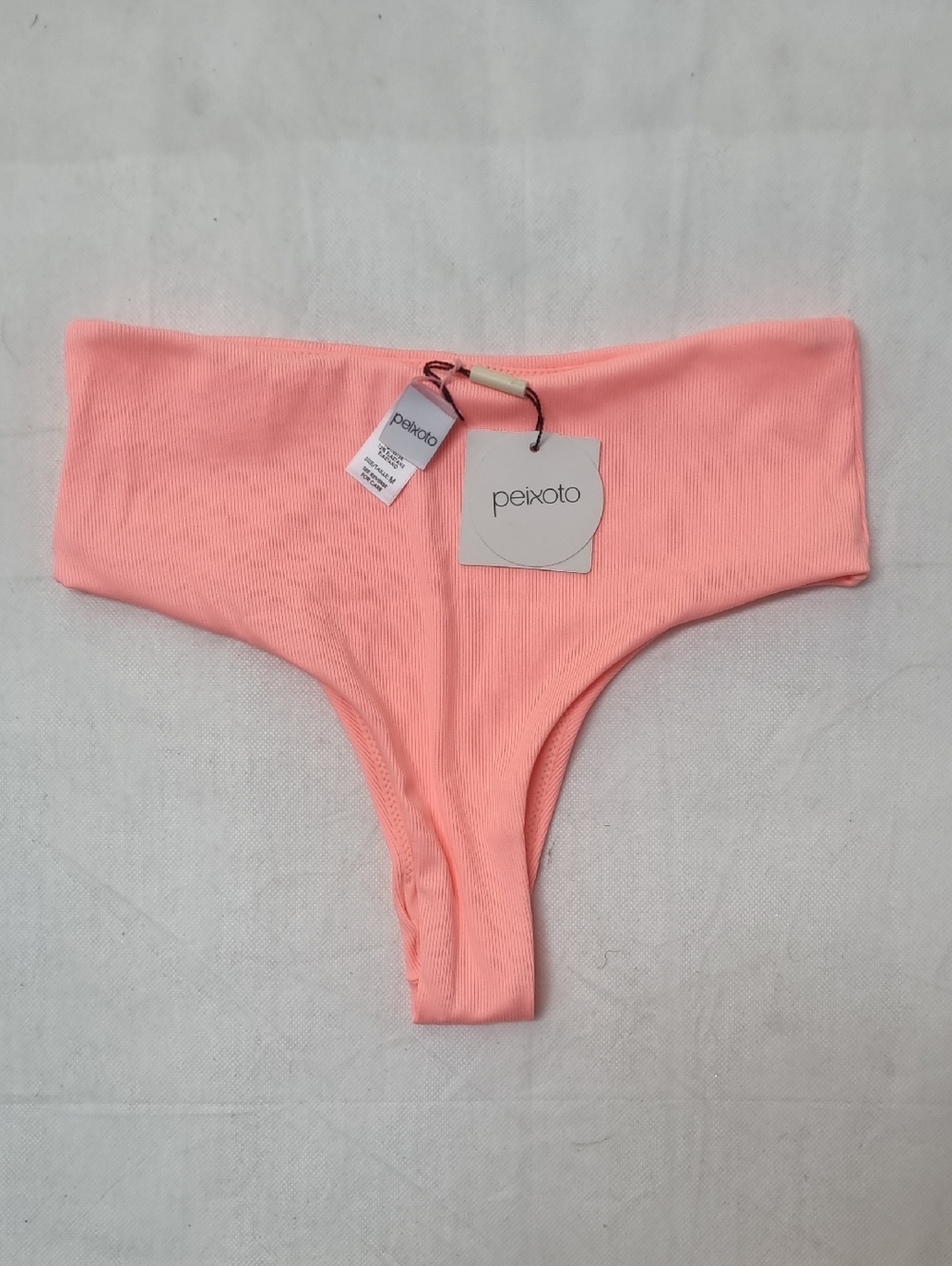 Peixoto Ribbed High-Cut Bikini Bottom - Coral